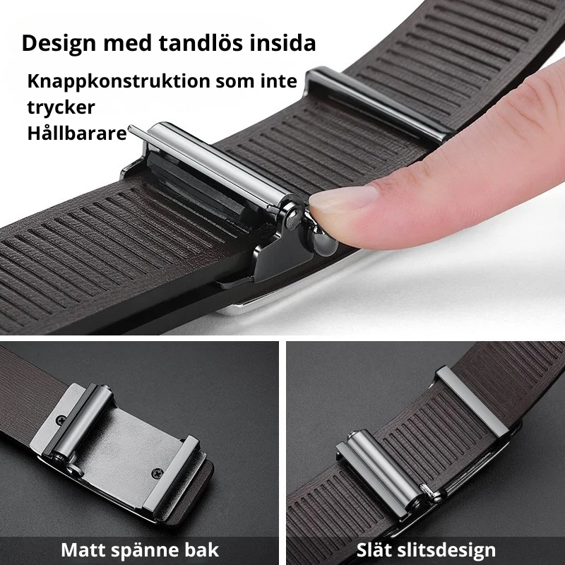 Svart läderbälte med automatiskt spänne