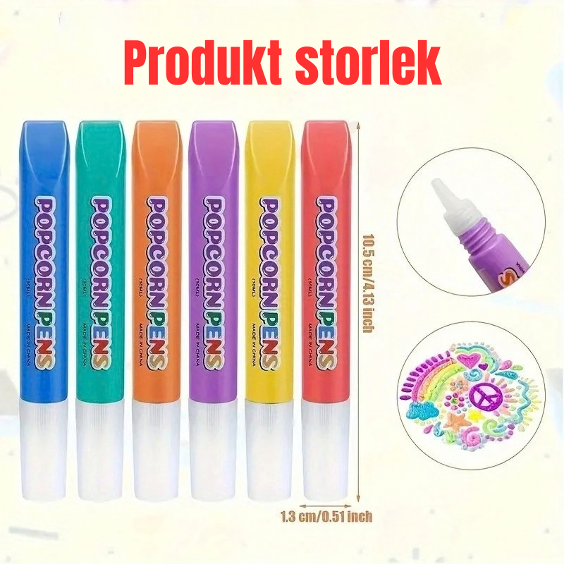 Popcornpennor i 6 färger